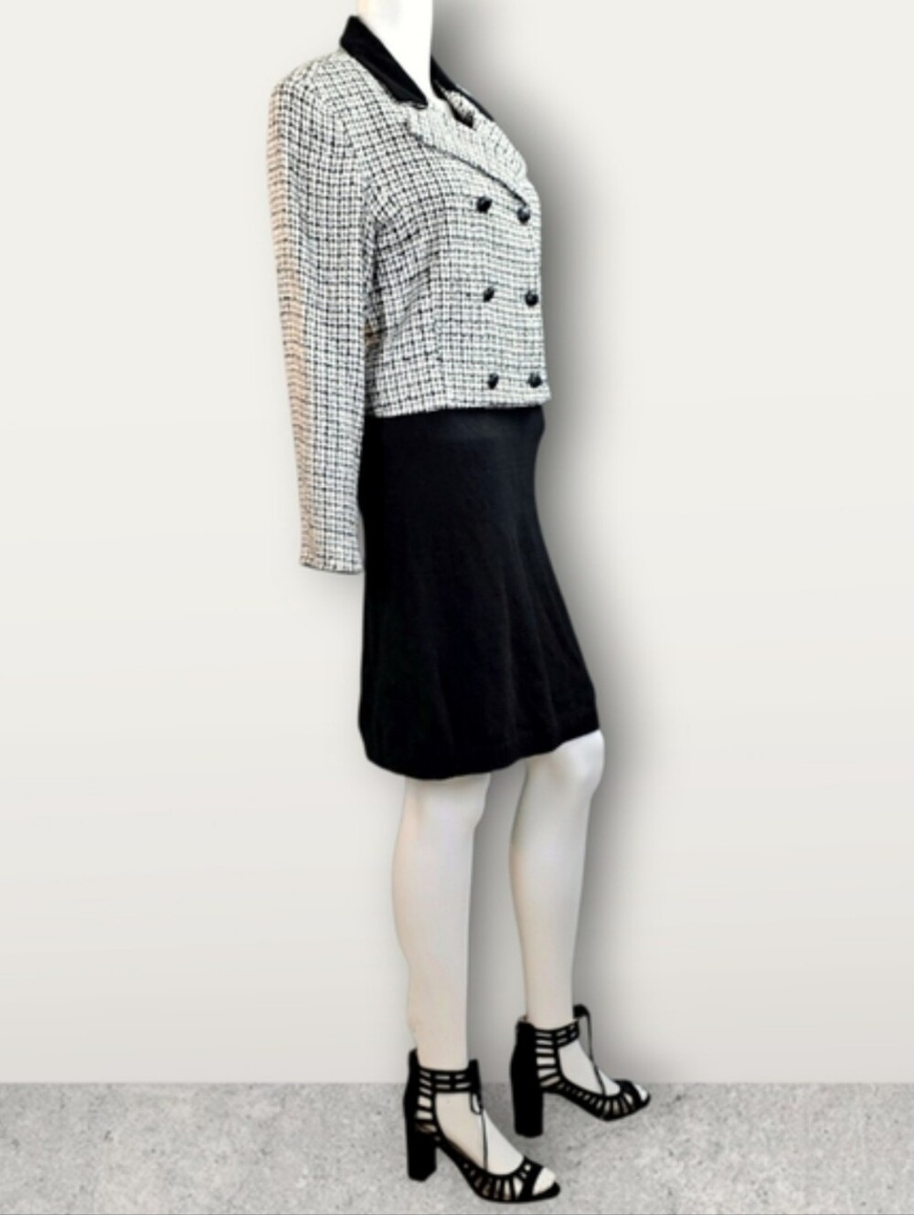 Vintage Express Compagnie Internationale Cropped Tweed Double Breasted Blazer - Picture 2 of 16